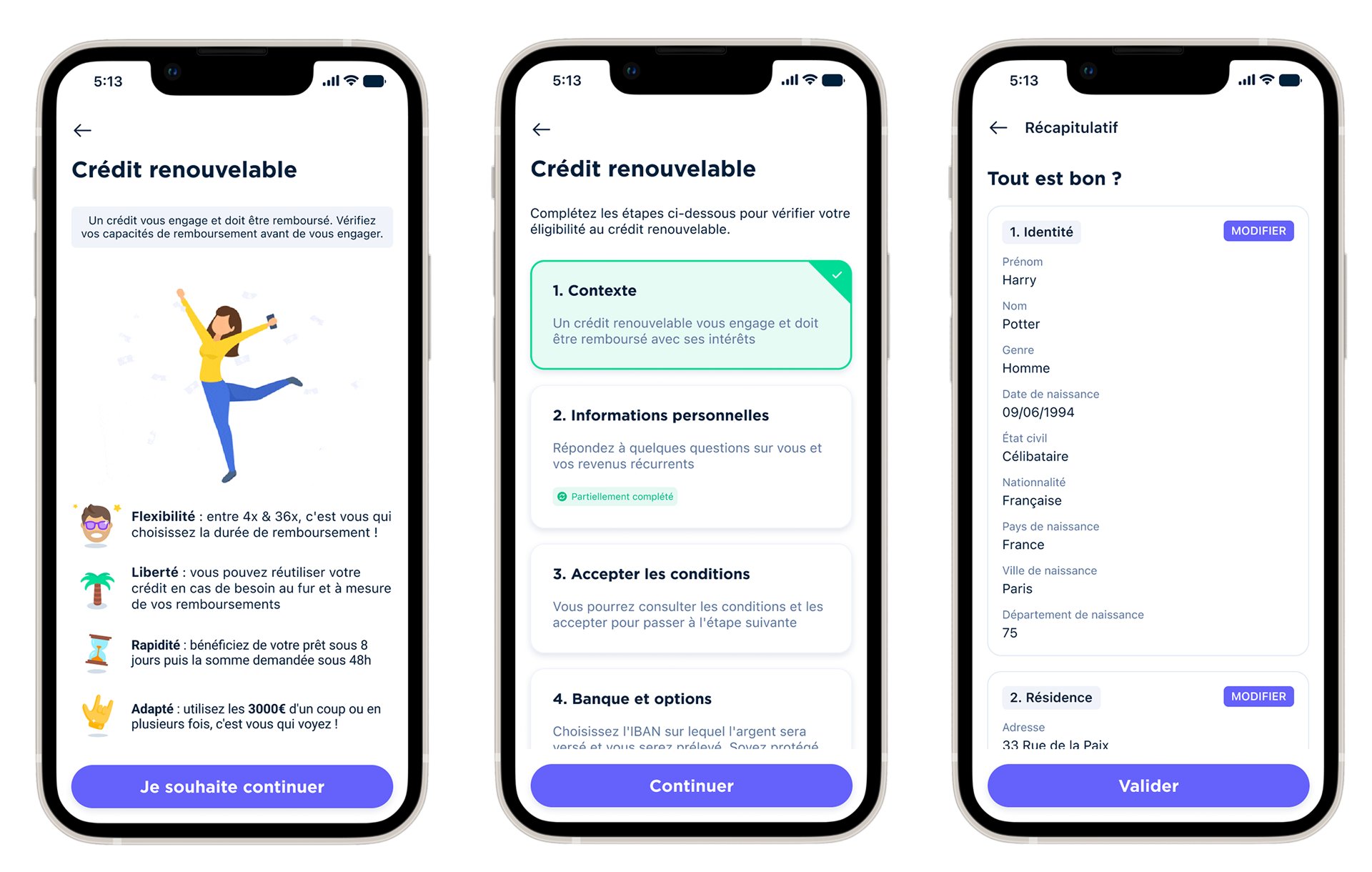 New in-app loan funnel design