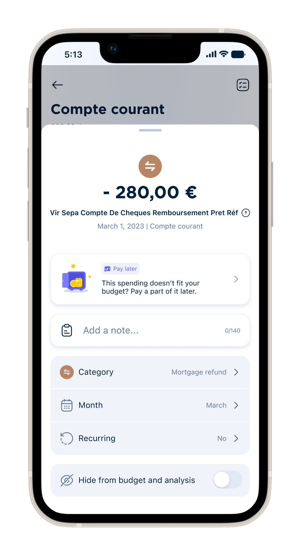 New transaction detail design