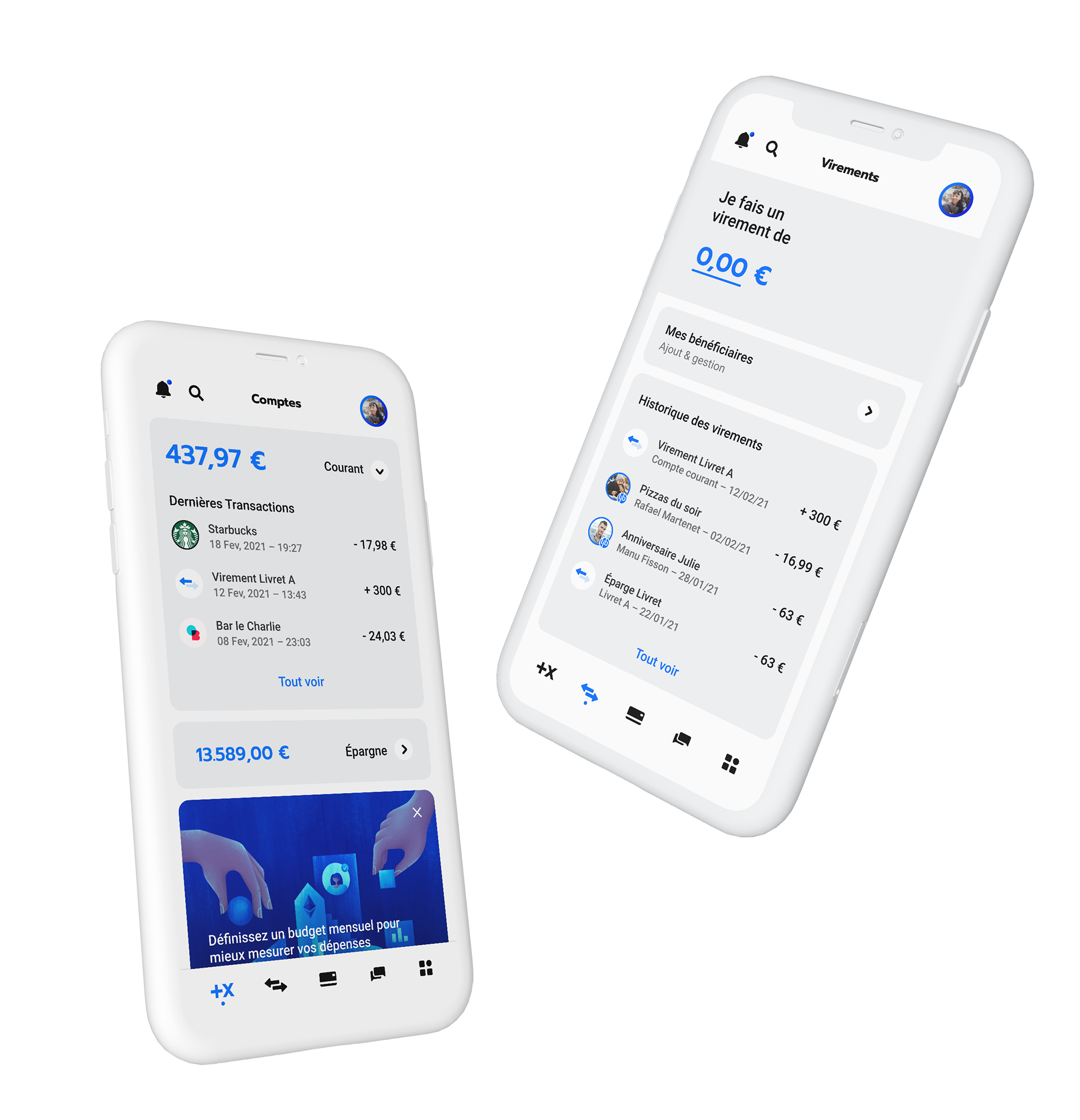 Mockup of two phones with home page