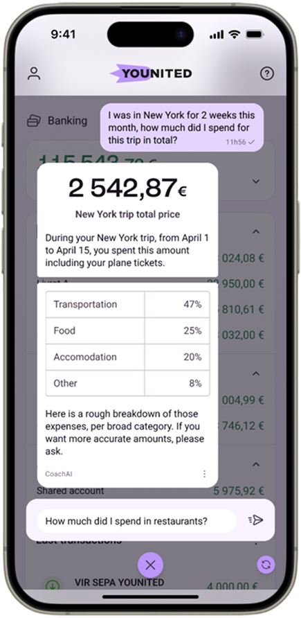 ia assistant answering questions about finance and travels